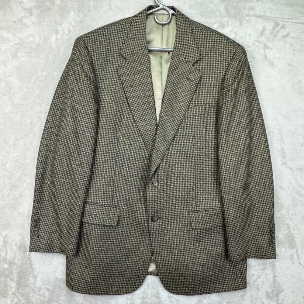 Vtg ENRO Silk Wool Blazer 41R Houndstooth Union Made USA Sport Coat‎ Jacket Ivy